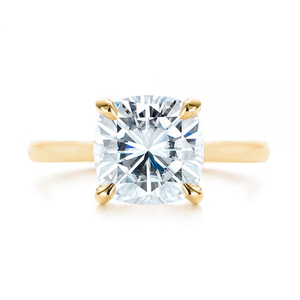 14k Yellow Gold 14k Yellow Gold Custom Moissanite And Hidden Halo Diamond Engagement Ring - Top View -  105119