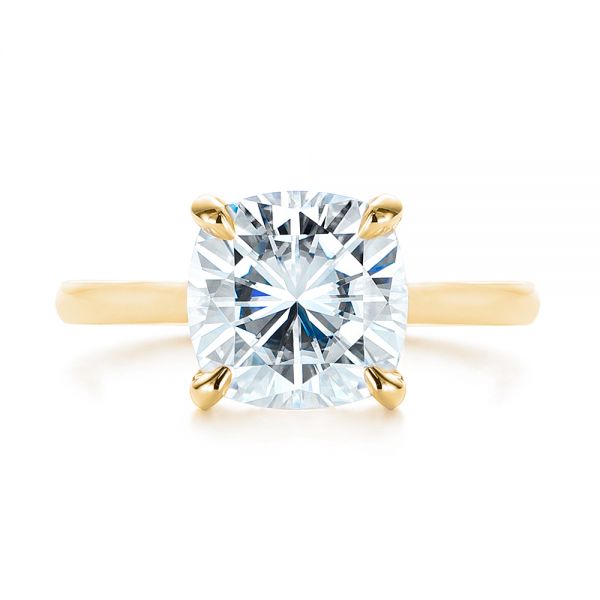 14k Yellow Gold 14k Yellow Gold Custom Moissanite And Hidden Halo Diamond Engagement Ring - Top View - 105119