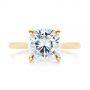 14k Yellow Gold 14k Yellow Gold Custom Moissanite And Hidden Halo Diamond Engagement Ring - Top View -  105119 - Thumbnail