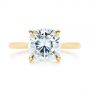 14k Yellow Gold 14k Yellow Gold Custom Moissanite And Hidden Halo Diamond Engagement Ring - Top View -  105119 - Thumbnail