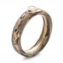 Custom Mokume Solitaire Diamond Engagement Ring - Three-Quarter View -  103375 - Thumbnail