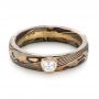 Custom Mokume Solitaire Diamond Engagement Ring - Flat View -  103375 - Thumbnail