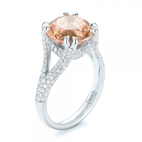 Custom Morganite and Diamond Engagement Ring - Image