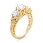 18k Yellow Gold Custom Morganite And Diamond Engagement Ring - Three-Quarter View -  103649 - Thumbnail