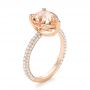 14k Rose Gold Custom Morganite And Diamond Engagement Ring - Three-Quarter View -  103404 - Thumbnail