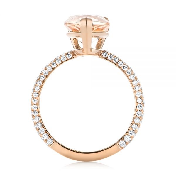 14k Rose Gold Custom Morganite And Diamond Engagement Ring - Front View - 103404