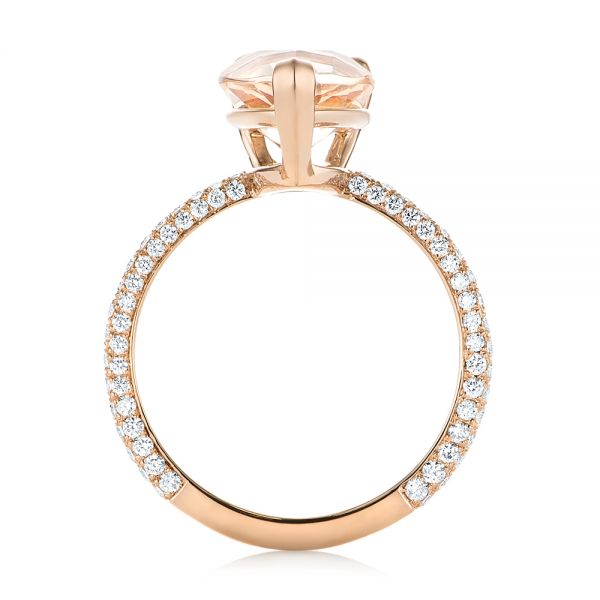 14k Rose Gold Custom Morganite And Diamond Engagement Ring - Front View -  103404