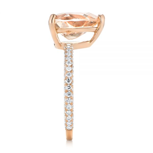 14k Rose Gold Custom Morganite And Diamond Engagement Ring - Side View - 103404