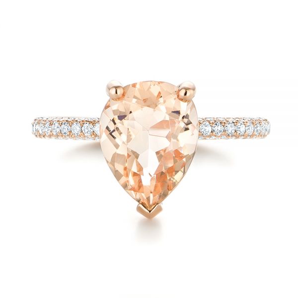 14k Rose Gold Custom Morganite And Diamond Engagement Ring - Top View -  103404