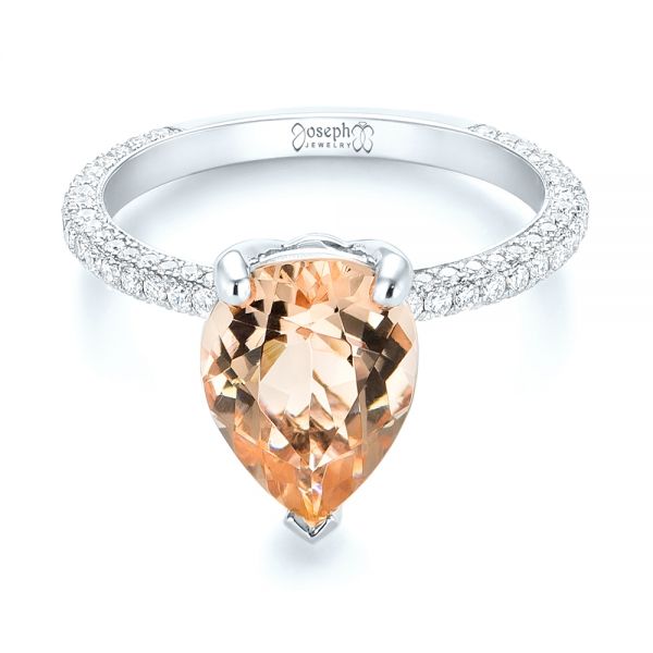  Platinum Platinum Custom Morganite And Diamond Engagement Ring - Flat View -  103404