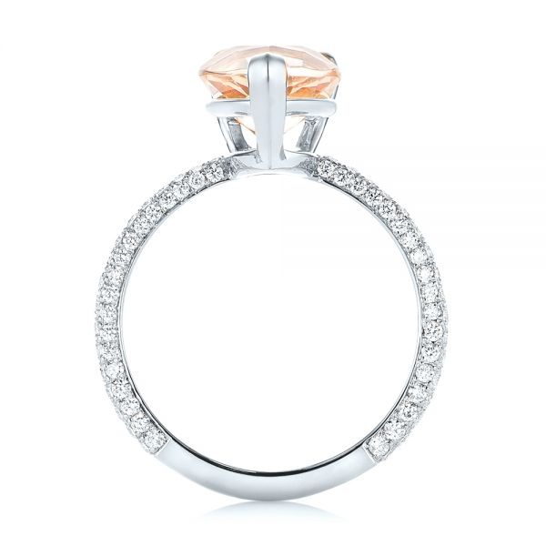 18k White Gold 18k White Gold Custom Morganite And Diamond Engagement Ring - Front View -  103404