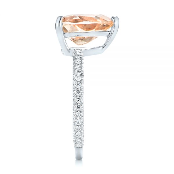 14k White Gold 14k White Gold Custom Morganite And Diamond Engagement Ring - Side View -  103404