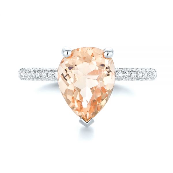 18k White Gold 18k White Gold Custom Morganite And Diamond Engagement Ring - Top View -  103404