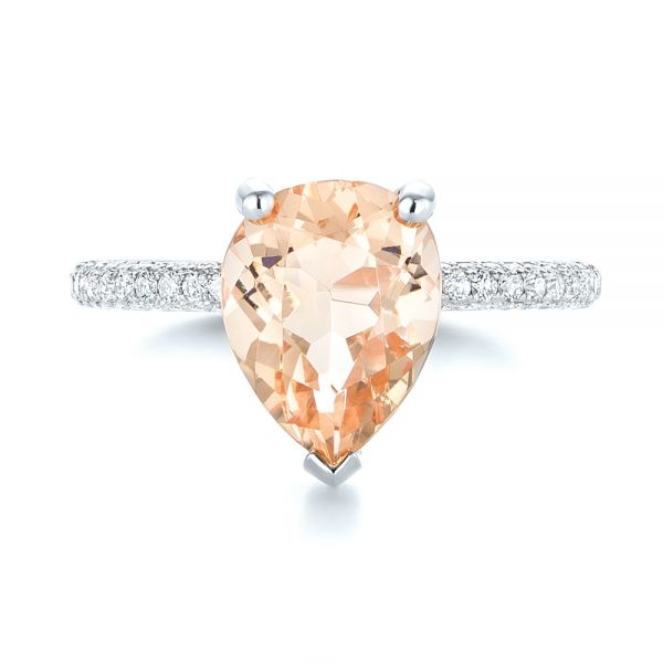 14k White Gold 14k White Gold Custom Morganite And Diamond Engagement Ring - Top View -  103404