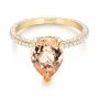 18k Yellow Gold 18k Yellow Gold Custom Morganite And Diamond Engagement Ring - Flat View -  103404 - Thumbnail