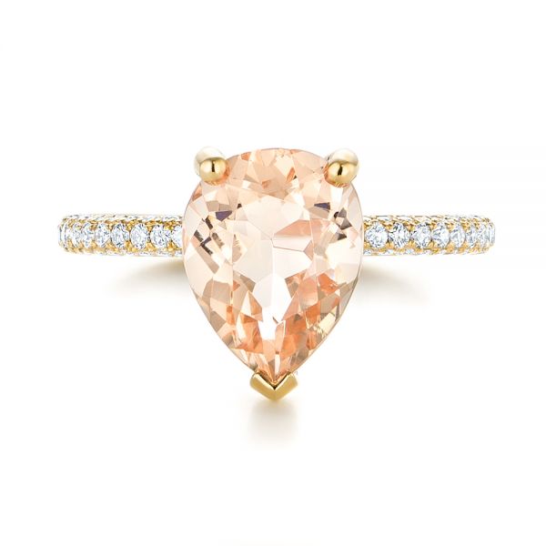 18k Yellow Gold 18k Yellow Gold Custom Morganite And Diamond Engagement Ring - Top View - 103404