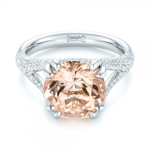  Platinum Custom Morganite And Diamond Engagement Ring - Flat View -  103548