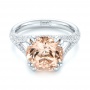  Platinum Custom Morganite And Diamond Engagement Ring - Flat View -  103548 - Thumbnail