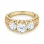 18k Yellow Gold Custom Morganite And Diamond Engagement Ring - Flat View -  103649 - Thumbnail