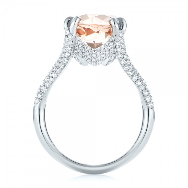  Platinum Custom Morganite And Diamond Engagement Ring - Front View -  103548