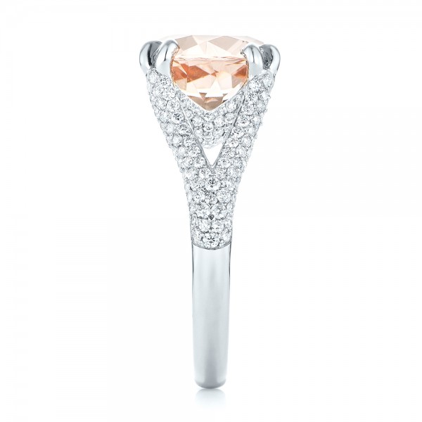  Platinum Custom Morganite And Diamond Engagement Ring - Side View -  103548