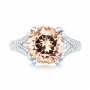  Platinum Custom Morganite And Diamond Engagement Ring - Top View -  103548 - Thumbnail