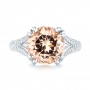  Platinum Custom Morganite And Diamond Engagement Ring - Top View -  103548 - Thumbnail