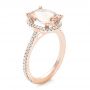 18k Rose Gold 18k Rose Gold Custom Morganite And Diamond Halo Engagement Ring - Three-Quarter View -  102482 - Thumbnail