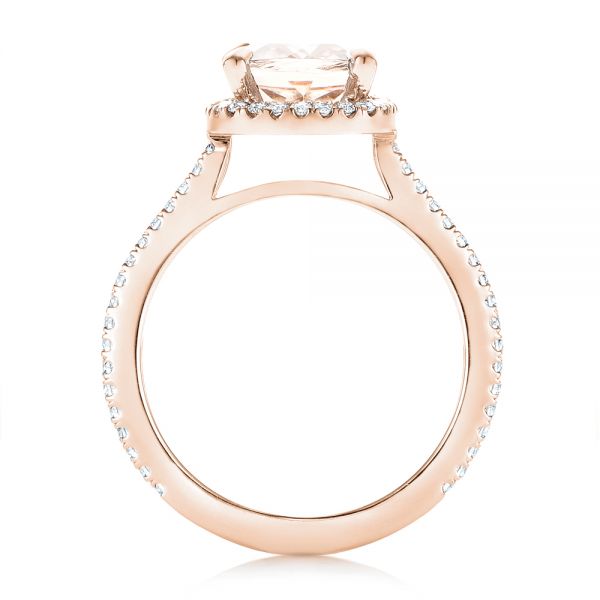 18k Rose Gold 18k Rose Gold Custom Morganite And Diamond Halo Engagement Ring - Front View -  102482