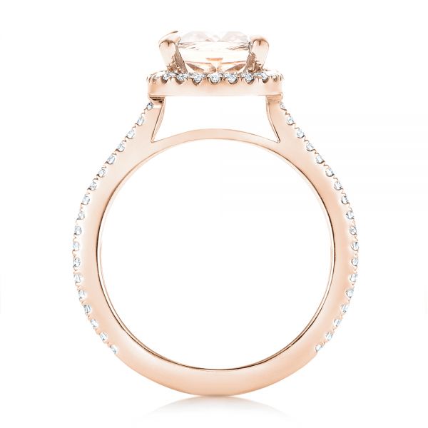 14k Rose Gold 14k Rose Gold Custom Morganite And Diamond Halo Engagement Ring - Front View - 102482