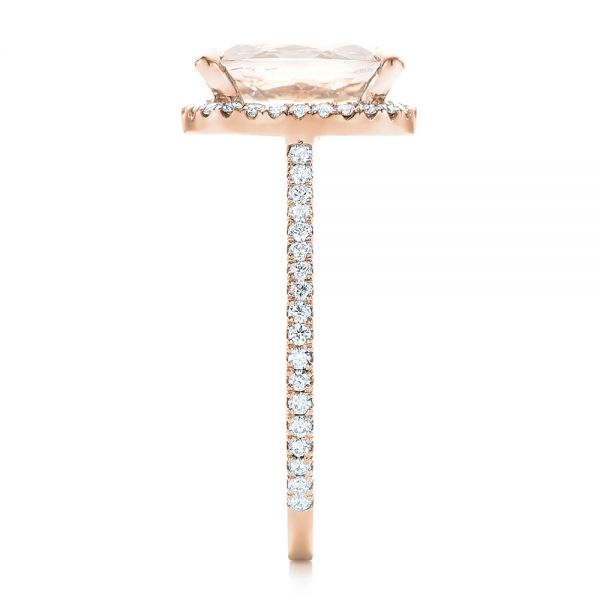 14k Rose Gold 14k Rose Gold Custom Morganite And Diamond Halo Engagement Ring - Side View - 102482