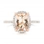 14k Rose Gold 14k Rose Gold Custom Morganite And Diamond Halo Engagement Ring - Top View -  102482 - Thumbnail