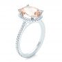 14k White Gold 14k White Gold Custom Morganite And Diamond Halo Engagement Ring - Three-Quarter View -  102482 - Thumbnail
