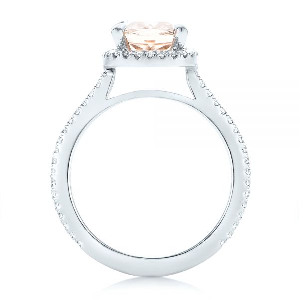 14k White Gold 14k White Gold Custom Morganite And Diamond Halo Engagement Ring - Front View -  102482