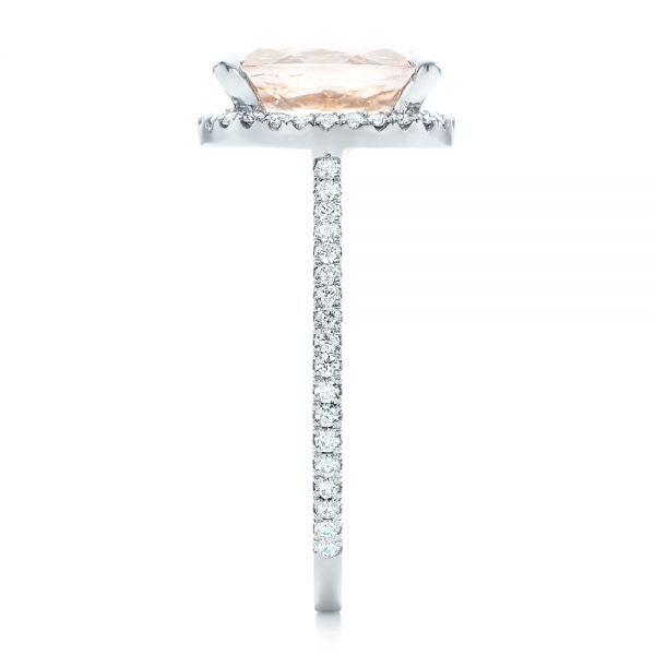 Platinum Custom Morganite And Diamond Halo Engagement Ring - Side View - 102482
