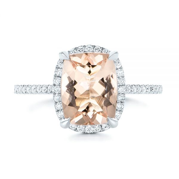 Custom Morganite And Diamond Halo Engagement Ring #102482 - Seattle ...