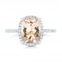  Platinum Custom Morganite And Diamond Halo Engagement Ring - Top View -  102482 - Thumbnail