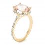 18k Yellow Gold 18k Yellow Gold Custom Morganite And Diamond Halo Engagement Ring - Three-Quarter View -  102482 - Thumbnail