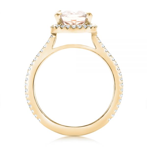 18k Yellow Gold 18k Yellow Gold Custom Morganite And Diamond Halo Engagement Ring - Front View -  102482