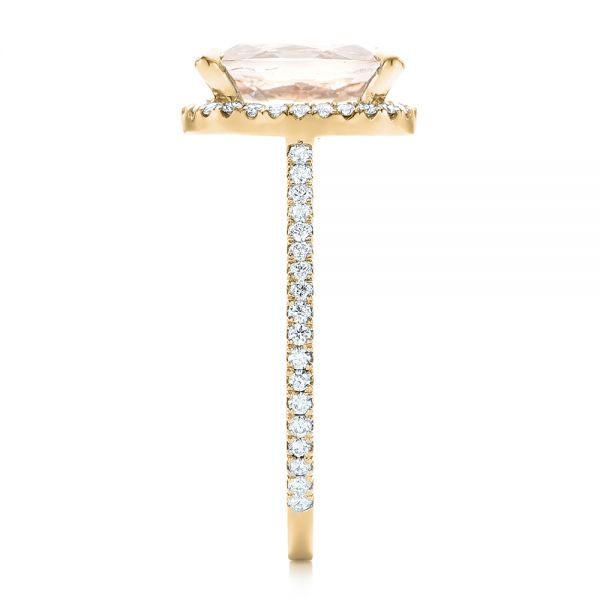 14k Yellow Gold 14k Yellow Gold Custom Morganite And Diamond Halo Engagement Ring - Side View - 102482