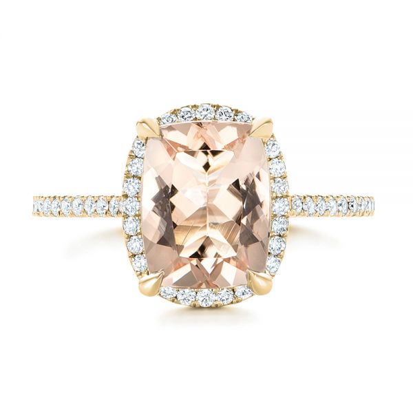 14k Yellow Gold 14k Yellow Gold Custom Morganite And Diamond Halo Engagement Ring - Top View -  102482