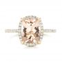 18k Yellow Gold 18k Yellow Gold Custom Morganite And Diamond Halo Engagement Ring - Top View -  102482 - Thumbnail