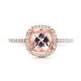 14k Rose Gold Custom Morganite And Diamond Halo Engagement Ring - Top View -  101522 - Thumbnail