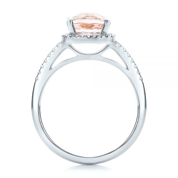  Platinum Platinum Custom Morganite And Diamond Halo Engagement Ring - Front View -  101522