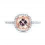 18k White Gold 18k White Gold Custom Morganite And Diamond Halo Engagement Ring - Top View -  101522 - Thumbnail