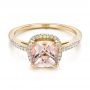 14k Yellow Gold 14k Yellow Gold Custom Morganite And Diamond Halo Engagement Ring - Flat View -  101522 - Thumbnail