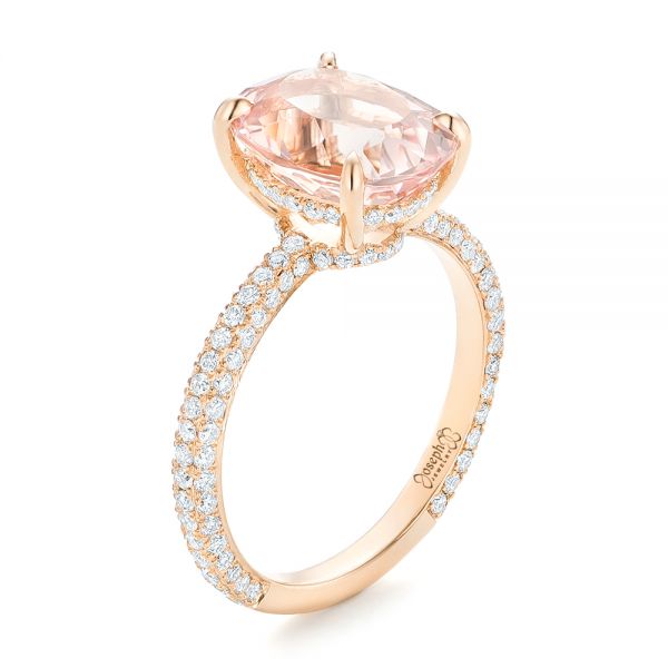 Custom Morganite And Pave Diamond Engagement Ring #102749 - Seattle ...