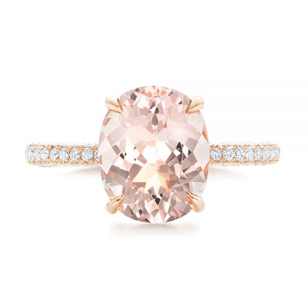 14k Rose Gold 14k Rose Gold Custom Morganite And Pave Diamond Engagement Ring - Top View -  102749