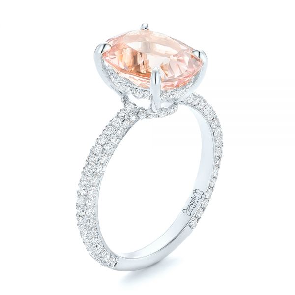 Custom Morganite and Pave Diamond Engagement Ring - Image