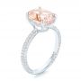 14k White Gold 14k White Gold Custom Morganite And Pave Diamond Engagement Ring - Three-Quarter View -  102749 - Thumbnail
